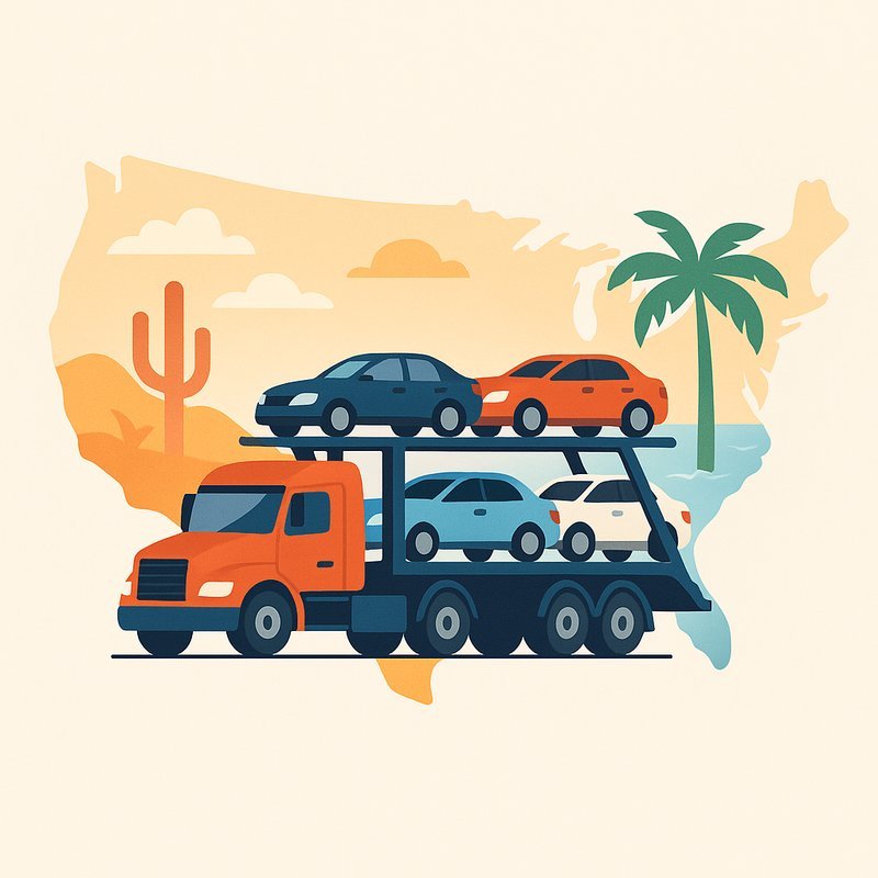 Illustration comparing international car shipping versus domestic state-to-state transport