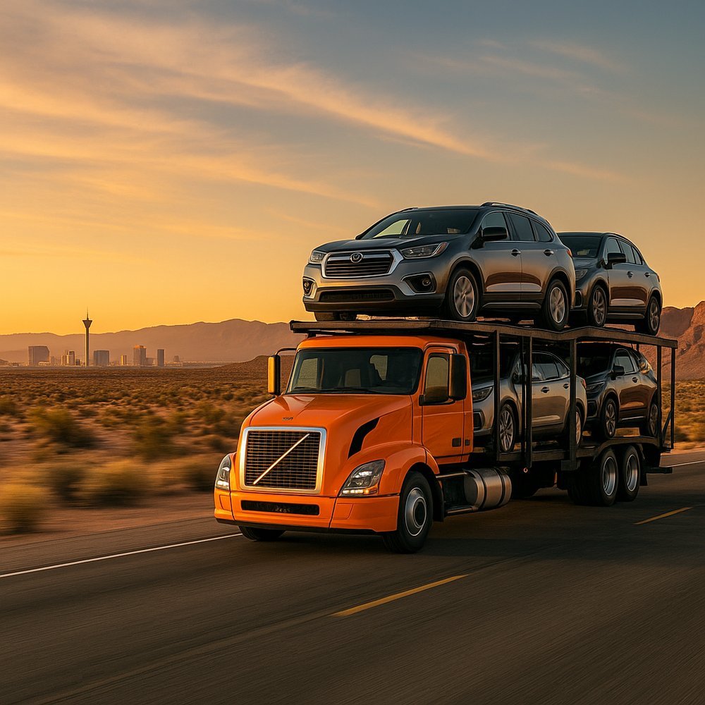 Vibrant illustration of a car traveling from Florida to California across the US