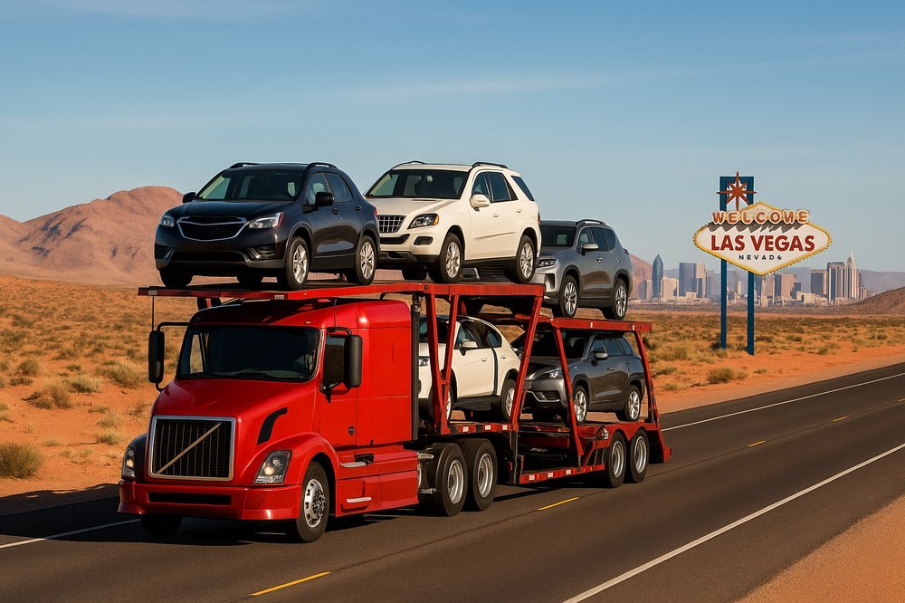 Creative drawing of a car transport from Georgia to Texas through countryside